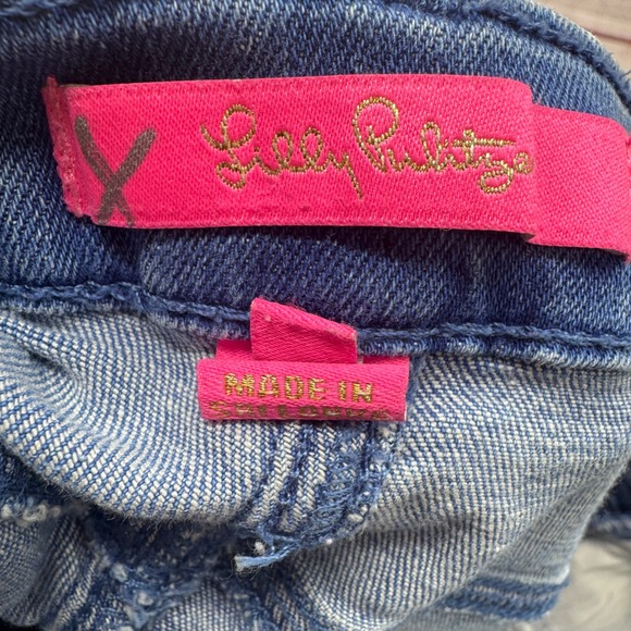 Lilly Pulitzer Skinny Jeans Medium Wash High Rise Womens Size 12 Gold Button - Picture 11 of 11